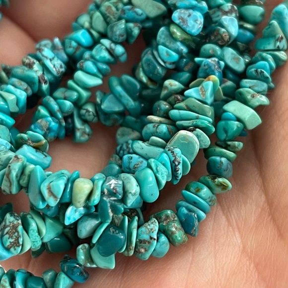 5 strand genuine natural turquoise bead sterling silver necklace - Picture 7 of 7